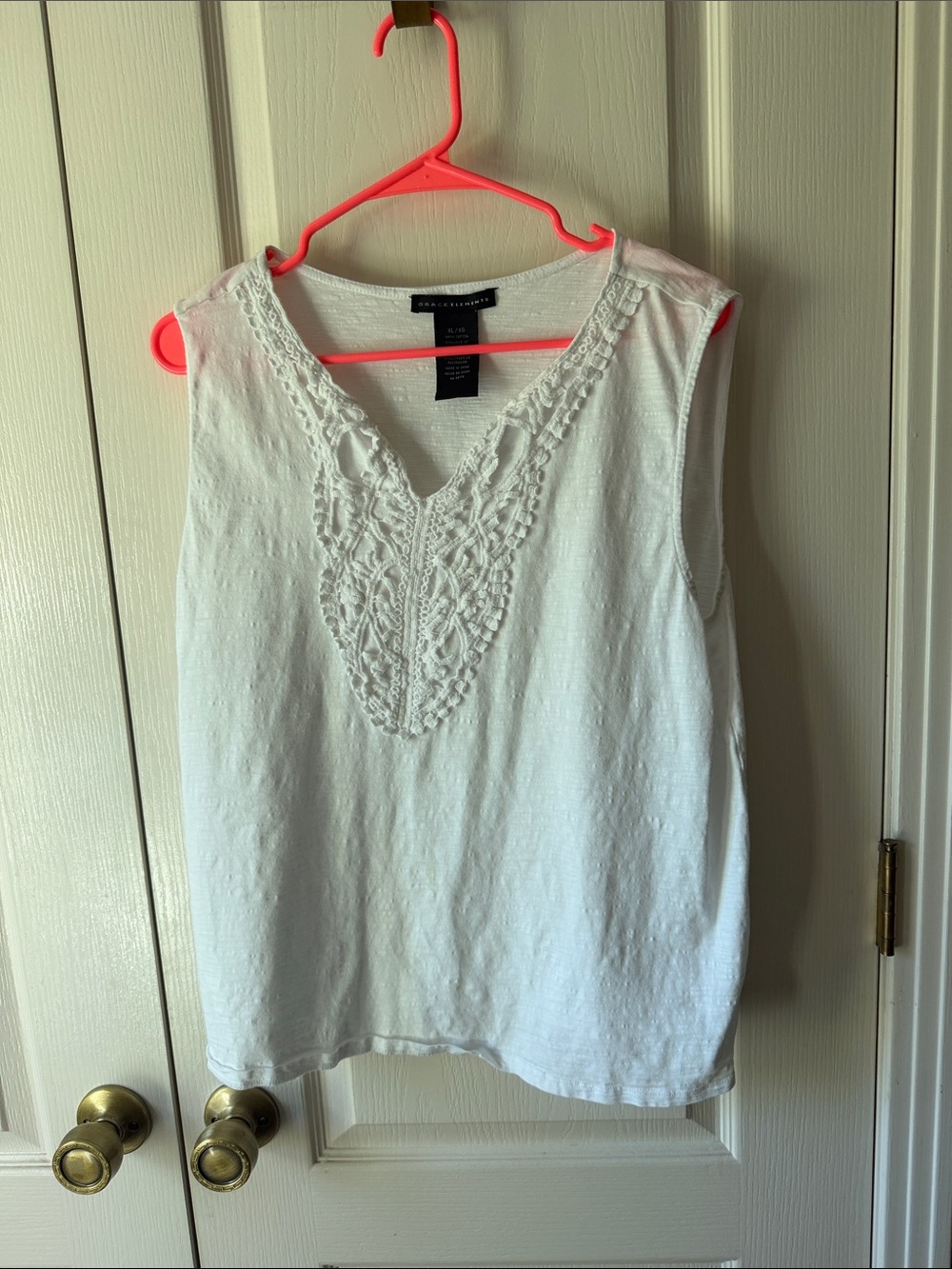 Grace Elements White Cotton Scoop-Neck Women's Top